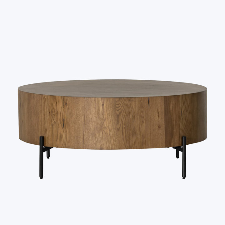 Eaton Drum Coffee Table Amber Oak Resin