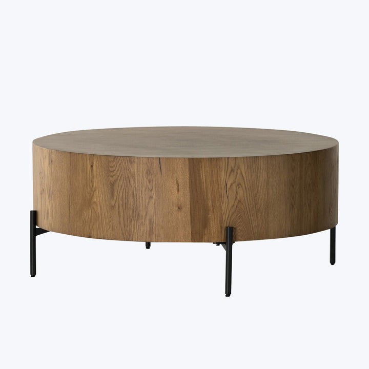 Eaton Drum Coffee Table Amber Oak Resin