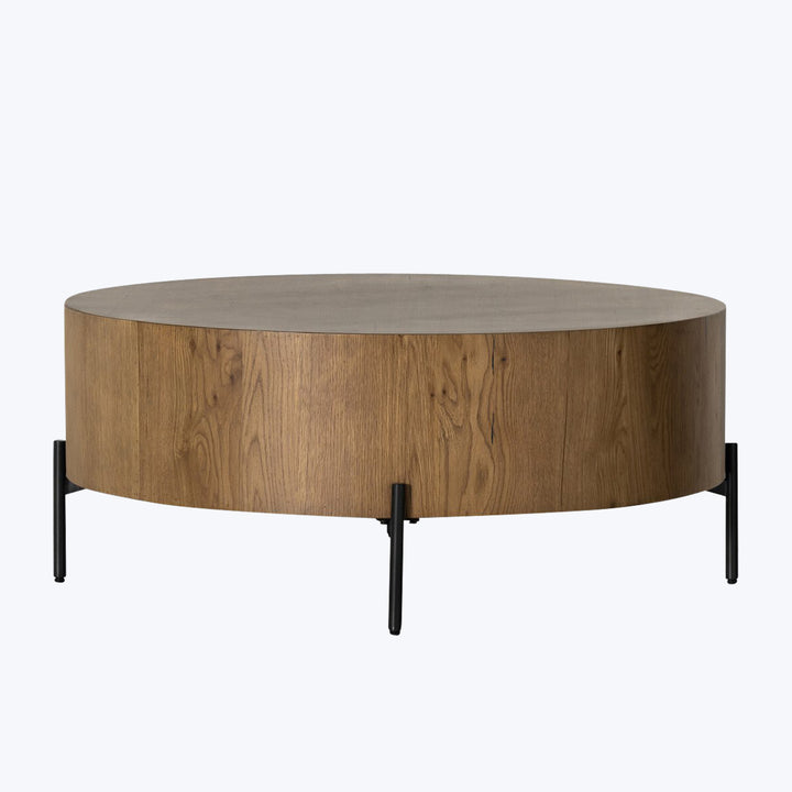 Eaton Drum Coffee Table Amber Oak Resin