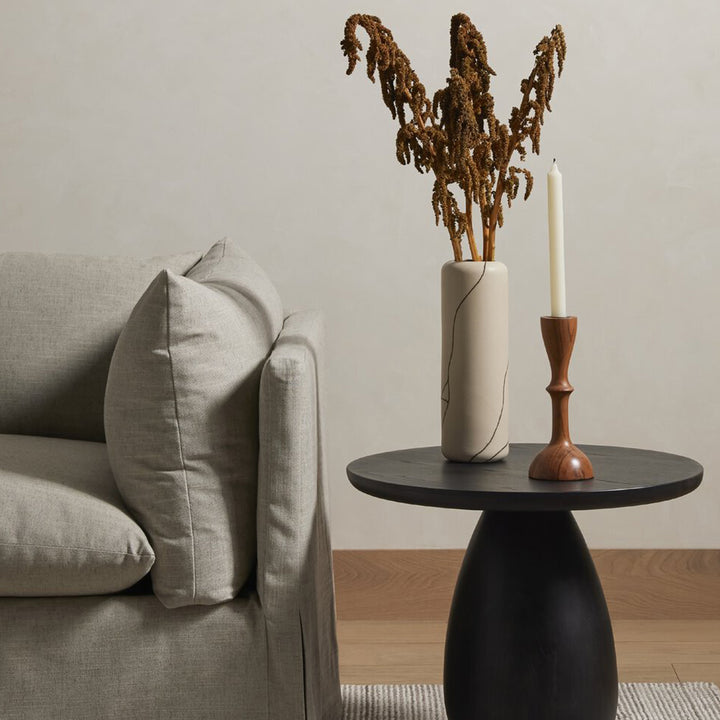 Merla Wood End Table Black Wash Ash Veneer / Tall