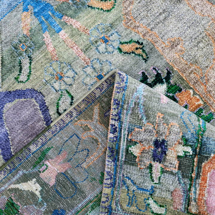 Green Alchemy Transitional Silk Rug - 8'11" x 12'
