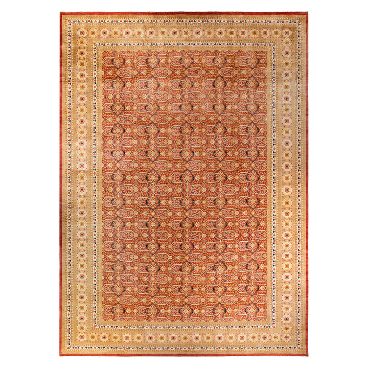 Orange Traditional Wool Rug - 12'2" x 17'4"