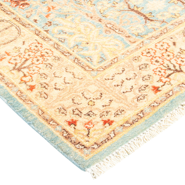 Light Blue Traditional Wool Runner - 2'7" x 13'9"
