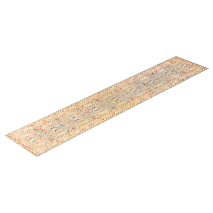Light Blue Traditional Wool Runner - 2'7" x 13'9"
