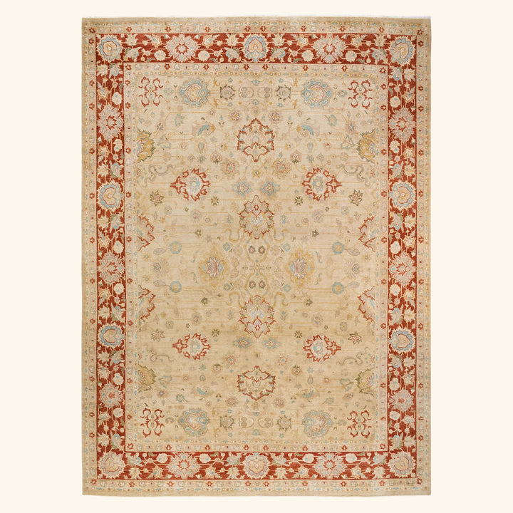 Ivory Traditional Wool Rug - 9'2" x 12'5"