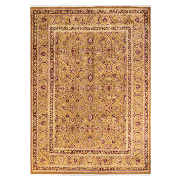 Yellow Traditional Wool Rug - 9'1" x 13'