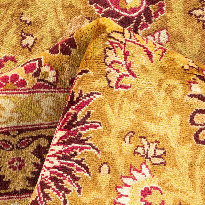 Yellow Traditional Wool Rug - 9'1" x 13'