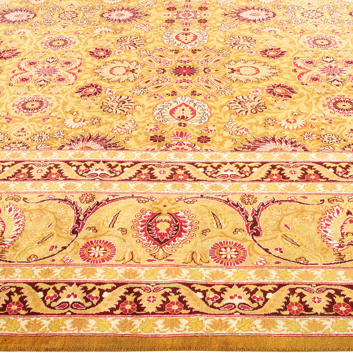 Yellow Traditional Wool Rug - 9'1" x 13'