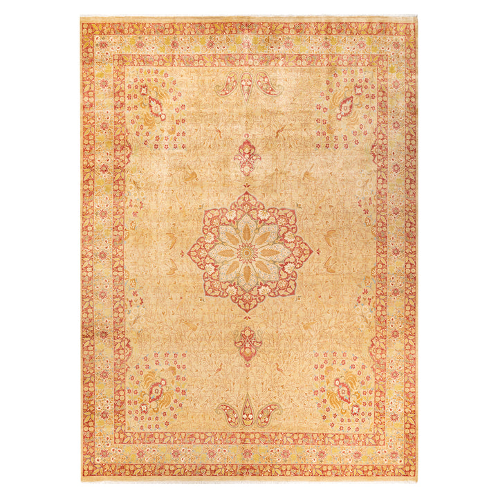 Yellow Traditional Wool Rug - 9'1" x 12'8"