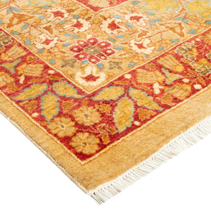 Yellow Traditional Wool Rug - 9'1" x 12'8" - hover