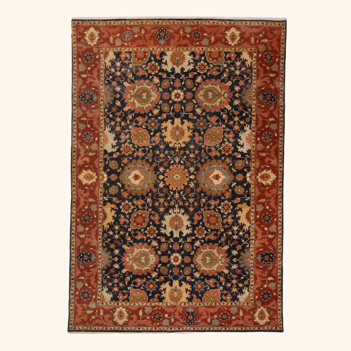 Blue Traditional Wool Rug - 6' x 9'