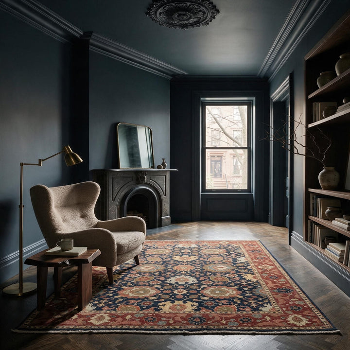 Blue Traditional Wool Rug - 6' x 9'