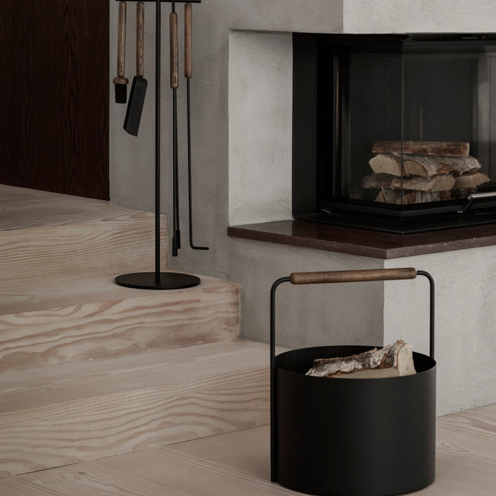 ASHI Firewood Basket Black + Brown