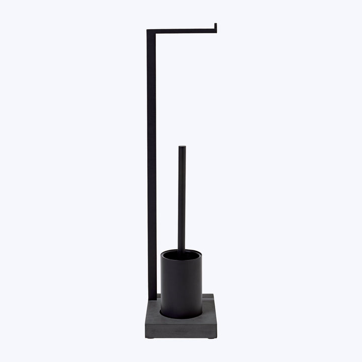 MENOTO Toilet Butler Paper Roll Holder With Toilet Brush Black Titanium Coated