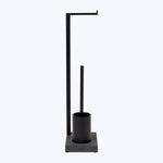 MENOTO Toilet Butler Paper Roll Holder With Toilet Brush Black Titanium Coated