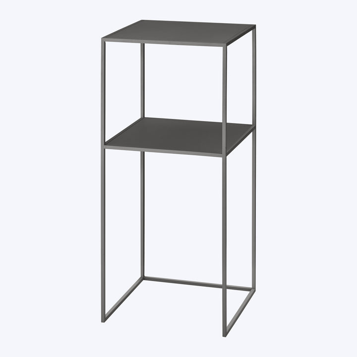 FERA Pedestal Table with Shelf Steel Gray