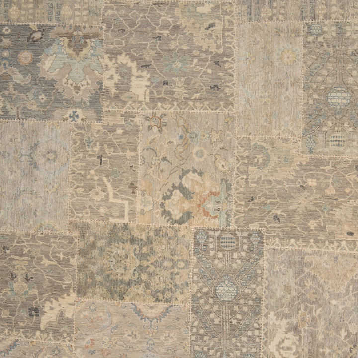 Grey Patchwork Wool Rug - 6' x 9'