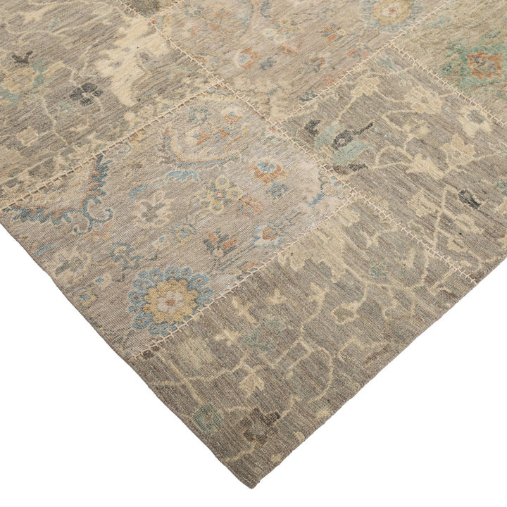 Grey Patchwork Wool Rug - 6' x 9'