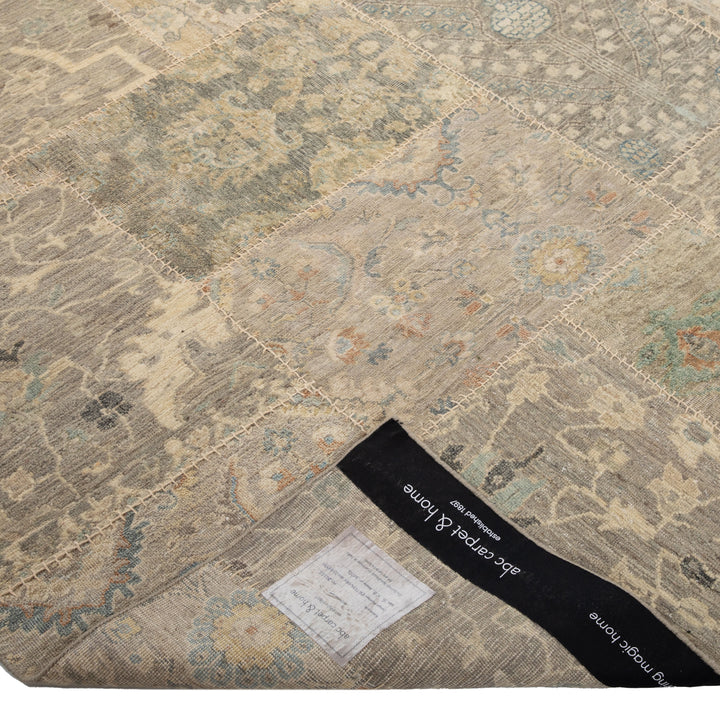 Grey Patchwork Wool Rug - 6' x 9'