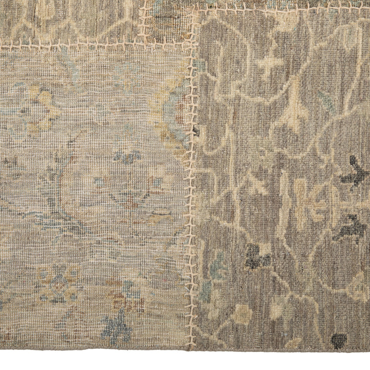 Grey Patchwork Wool Rug - 6' x 9'