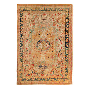 Image for Beige Multicolored Antique Persian Tabriz Wool Rug - 7' x 10'