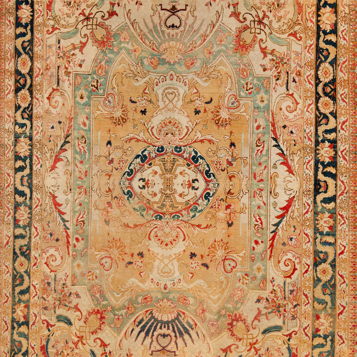 Image for Beige Multicolored Antique Persian Tabriz Wool Rug - 7' x 10'