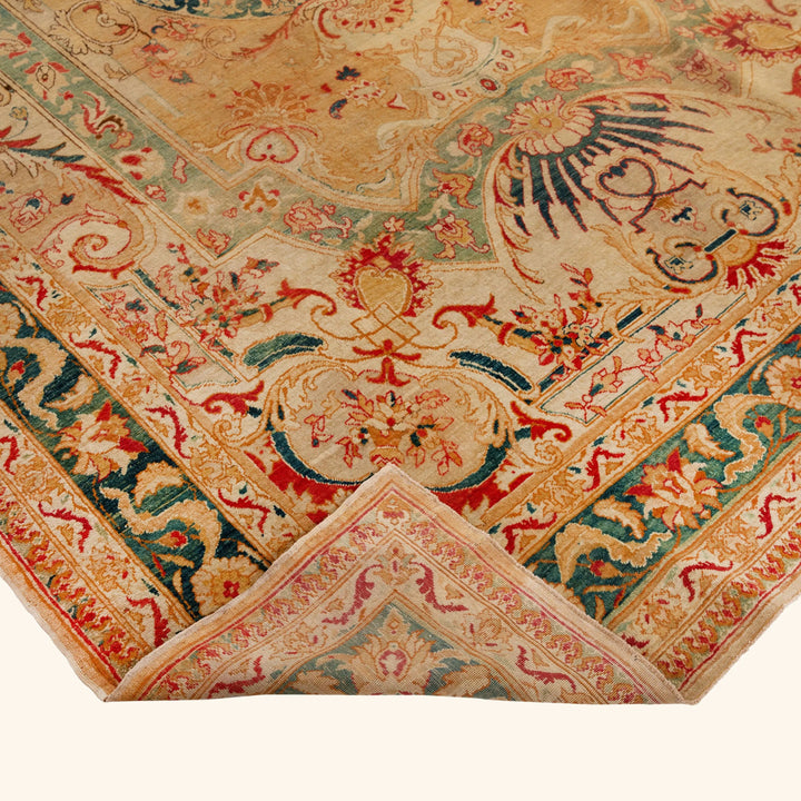 Image for Beige Multicolored Antique Persian Tabriz Wool Rug - 7' x 10'