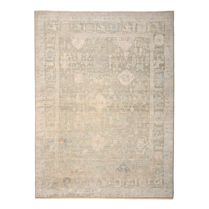 Brown Silk and Wool Area Rug - 9' x 12'