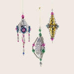 Beaded Whimsy Droplet Ornament Gold/Silver/Green