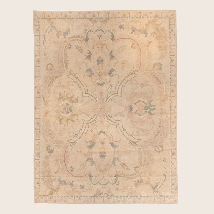 Traditional Wool Silk Rug Cream / 9x12