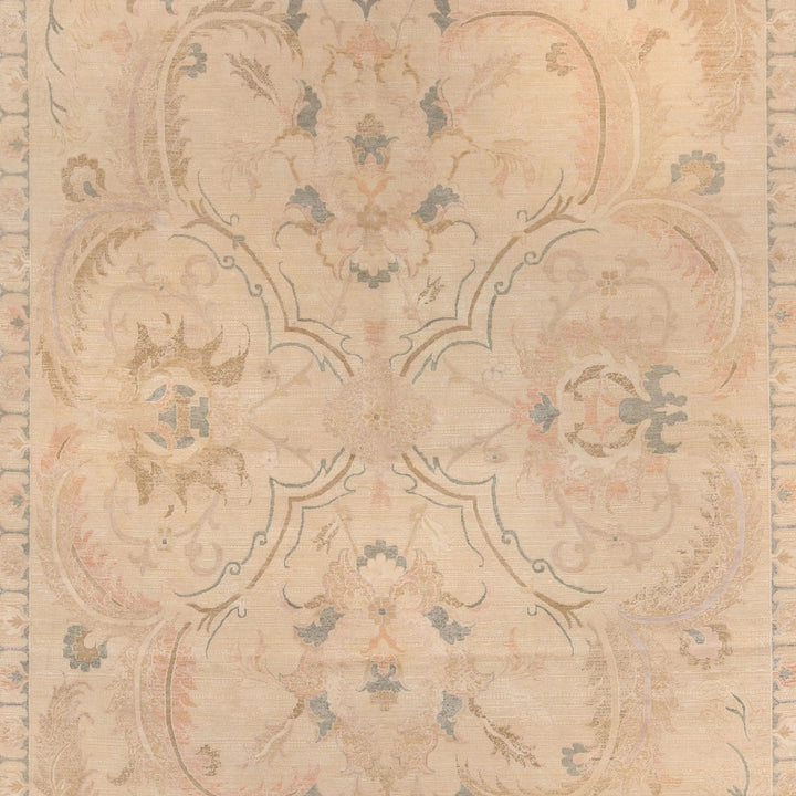 Traditional Wool Silk Rug Cream / 9x12