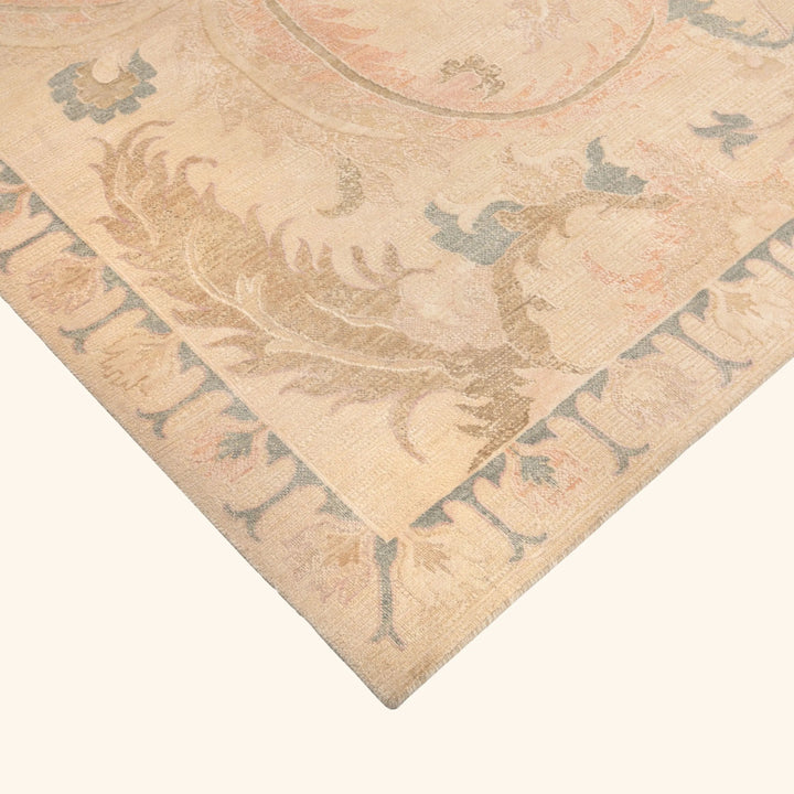 Traditional Wool Silk Rug Cream / 9x12