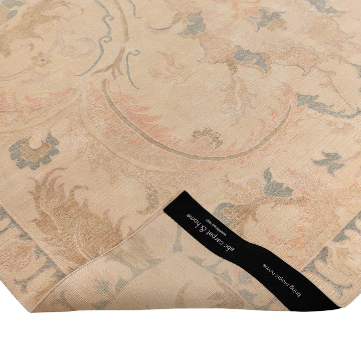Traditional Wool Silk Rug Cream / 9x12