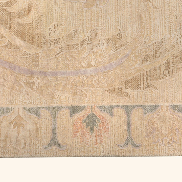 Traditional Wool Silk Rug Cream / 9x12