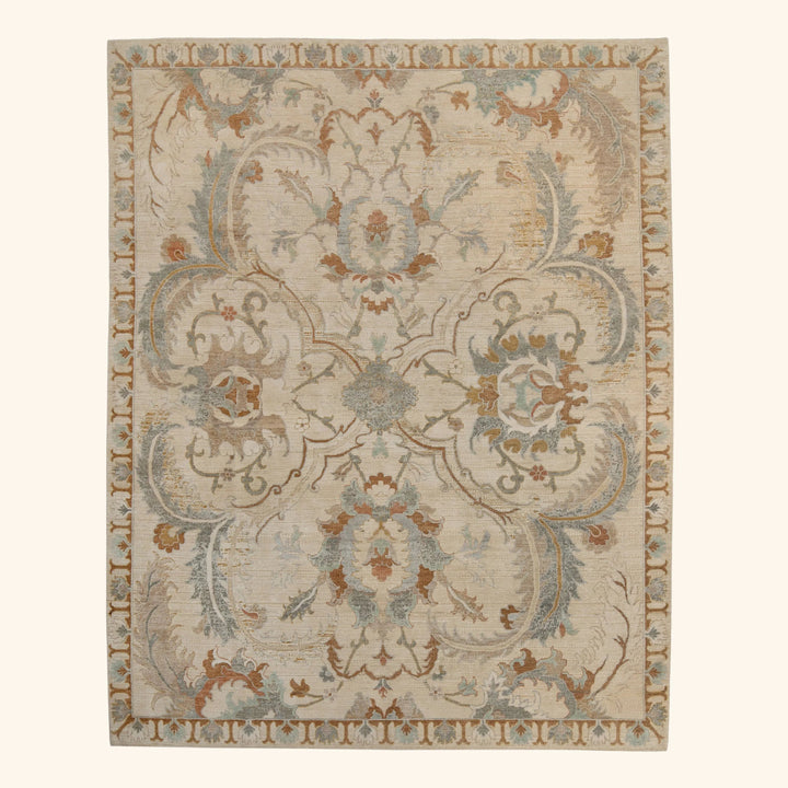 Traditional Wool Silk Rug Cloud / 8x10