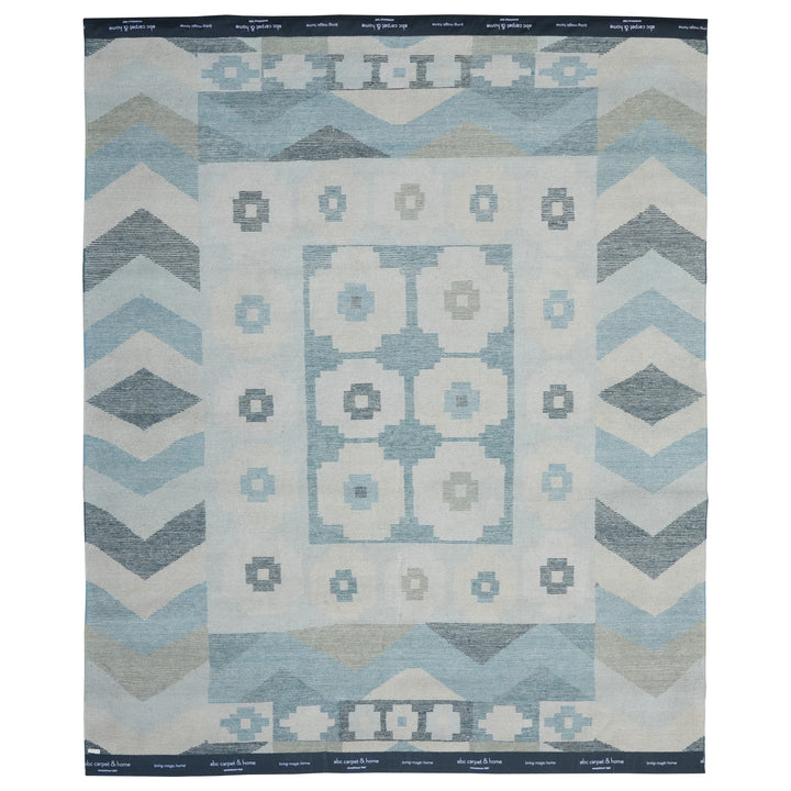 Green Transitional Wool Silk Rug - 8' x 10'