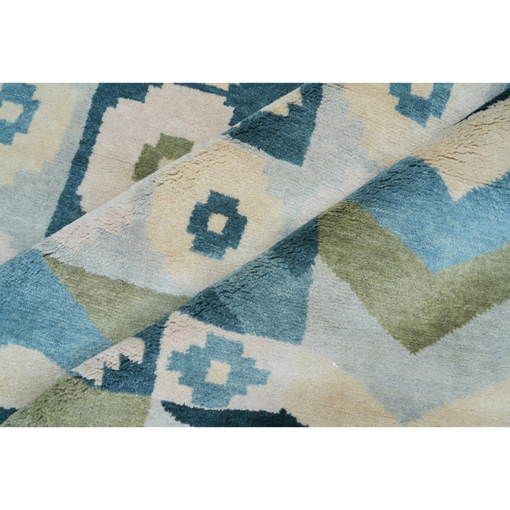 Green Transitional Wool Silk Rug - 8' x 10'