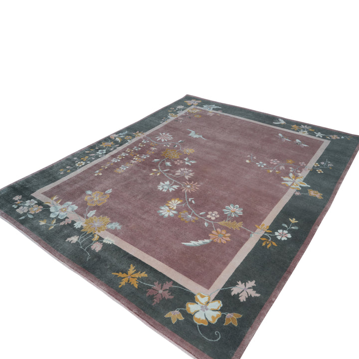 Traditional Art Deco Wool Silk Rug - 8' x 10'