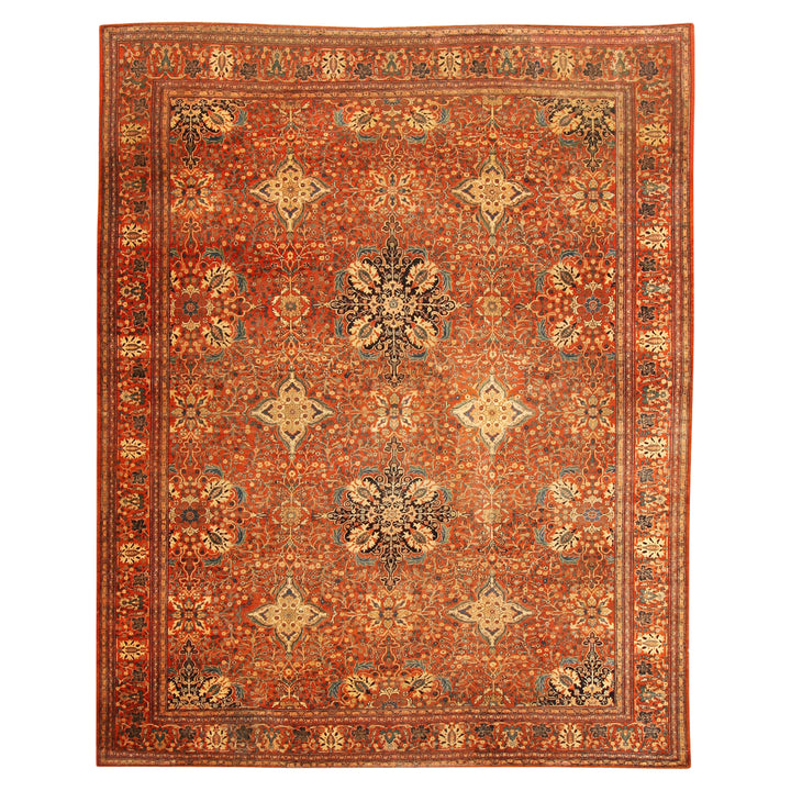 Antique Persian Sarouk Wool Rug - 11'3" x 13'7"
