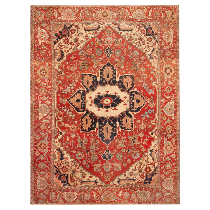 Antique Persian Heriz Serapi Wool Rug - 10'7" x 14'3"