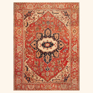 Antique Persian Heriz Serapi Wool Rug - 10'7" x 14'3"