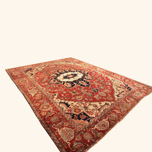 Antique Persian Heriz Serapi Wool Rug - 10'7" x 14'3" - hover