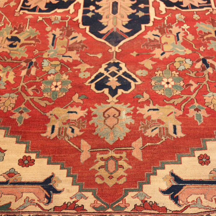 Antique Persian Heriz Serapi Wool Rug - 10'7" x 14'3"