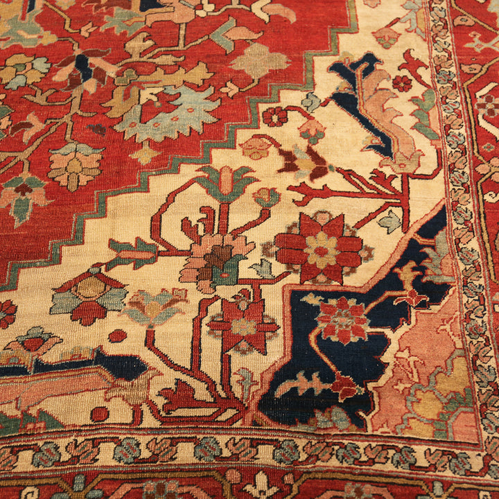 Antique Persian Heriz Serapi Wool Rug - 10'7" x 14'3"
