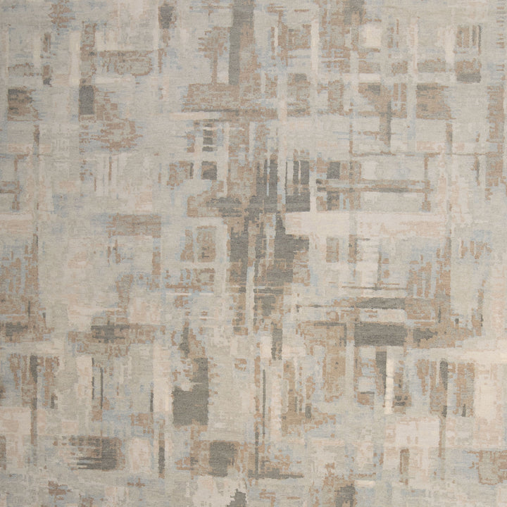 Grey Tibetan Contemporary Wool Silk Blend Rug - 9' x 12'