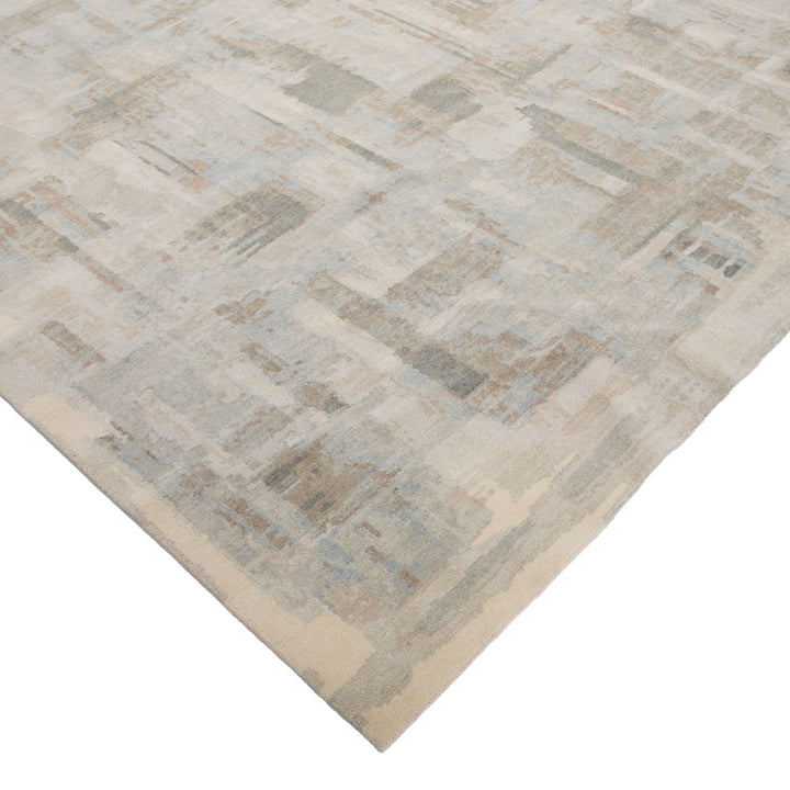 Grey Tibetan Contemporary Wool Silk Blend Rug - 9' x 12'