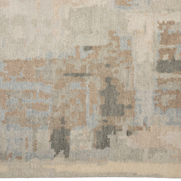 Grey Tibetan Contemporary Wool Silk Blend Rug - 9' x 12'