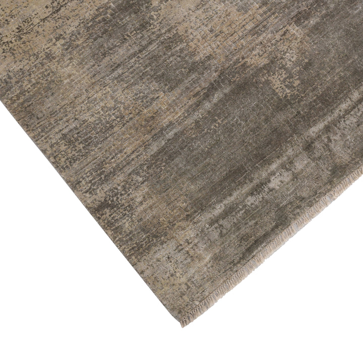 Grey Abstract Silk Rug - 6' x 9'