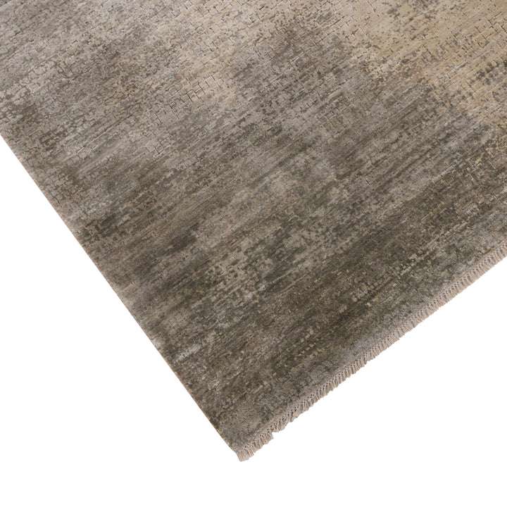 Grey Abstract Silk Rug - 6' x 9'