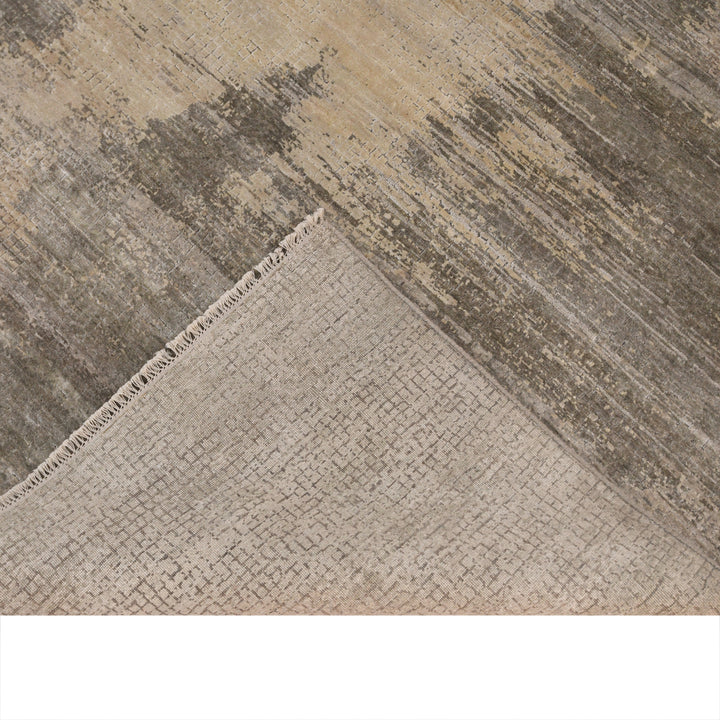 Grey Abstract Silk Rug - 6' x 9'